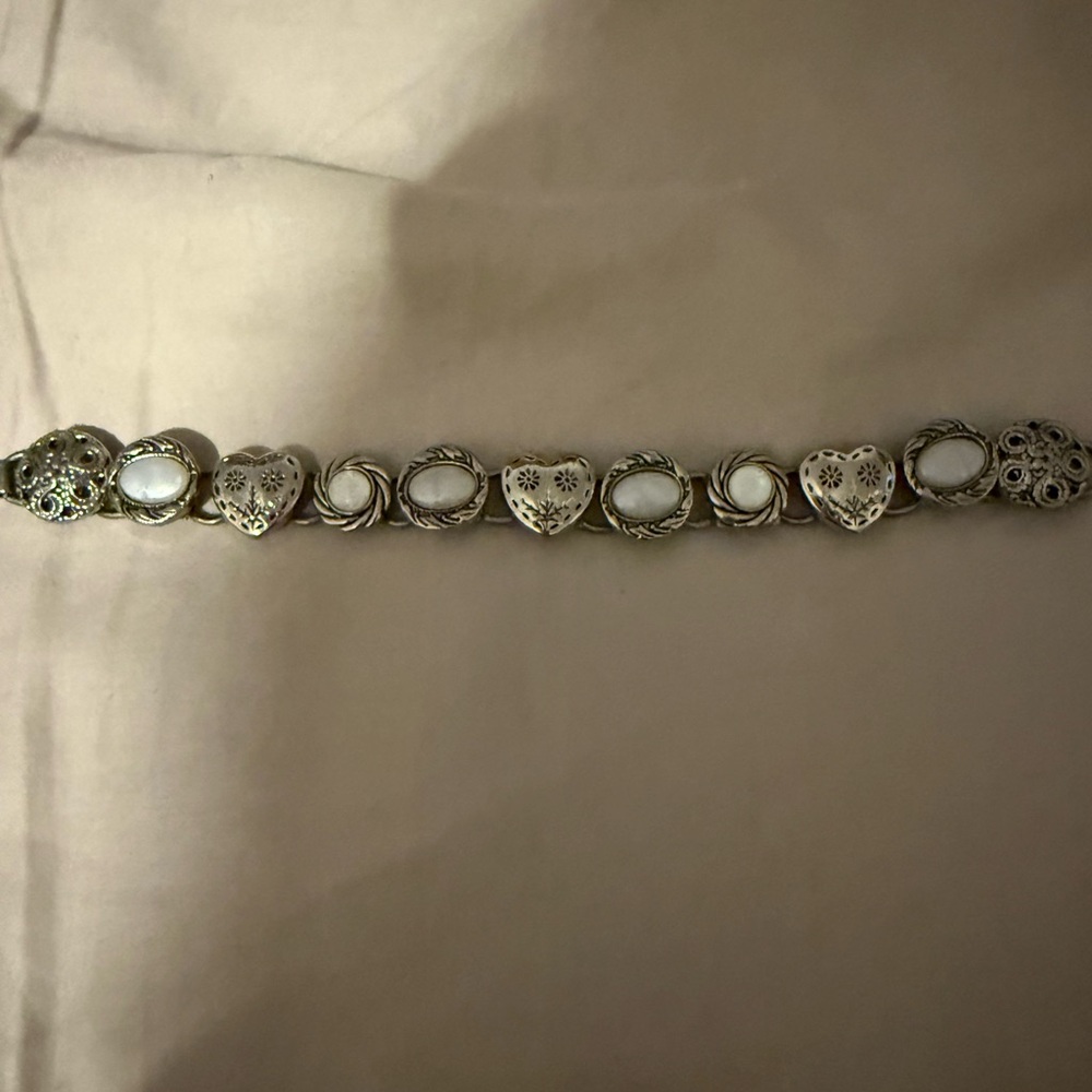 Elegant Silver Heart and Swirl Bracelet